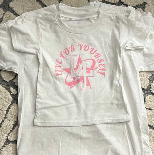 White and pink baby tee