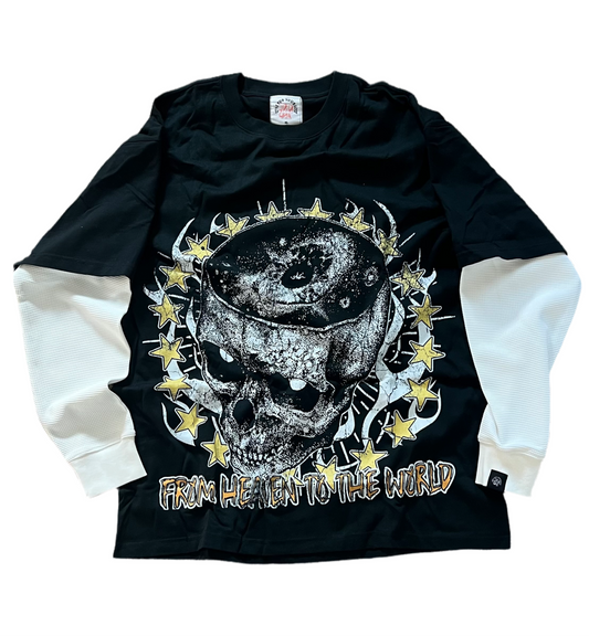 From heaven to the world double layer thermal tee